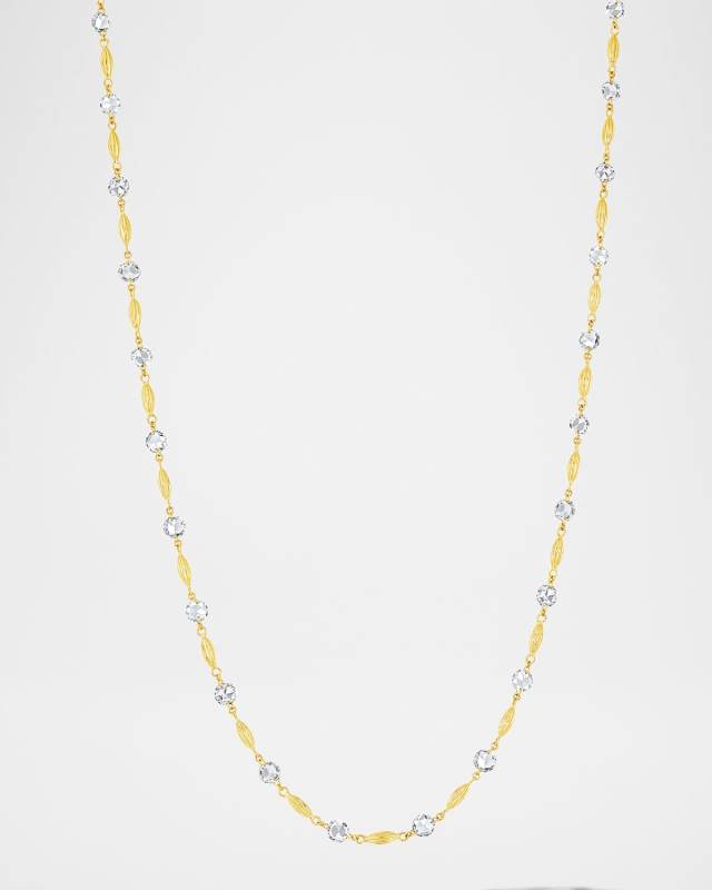 18K Yellow Gold Ethereal Diamond and Seed Bead Necklace, 18"L